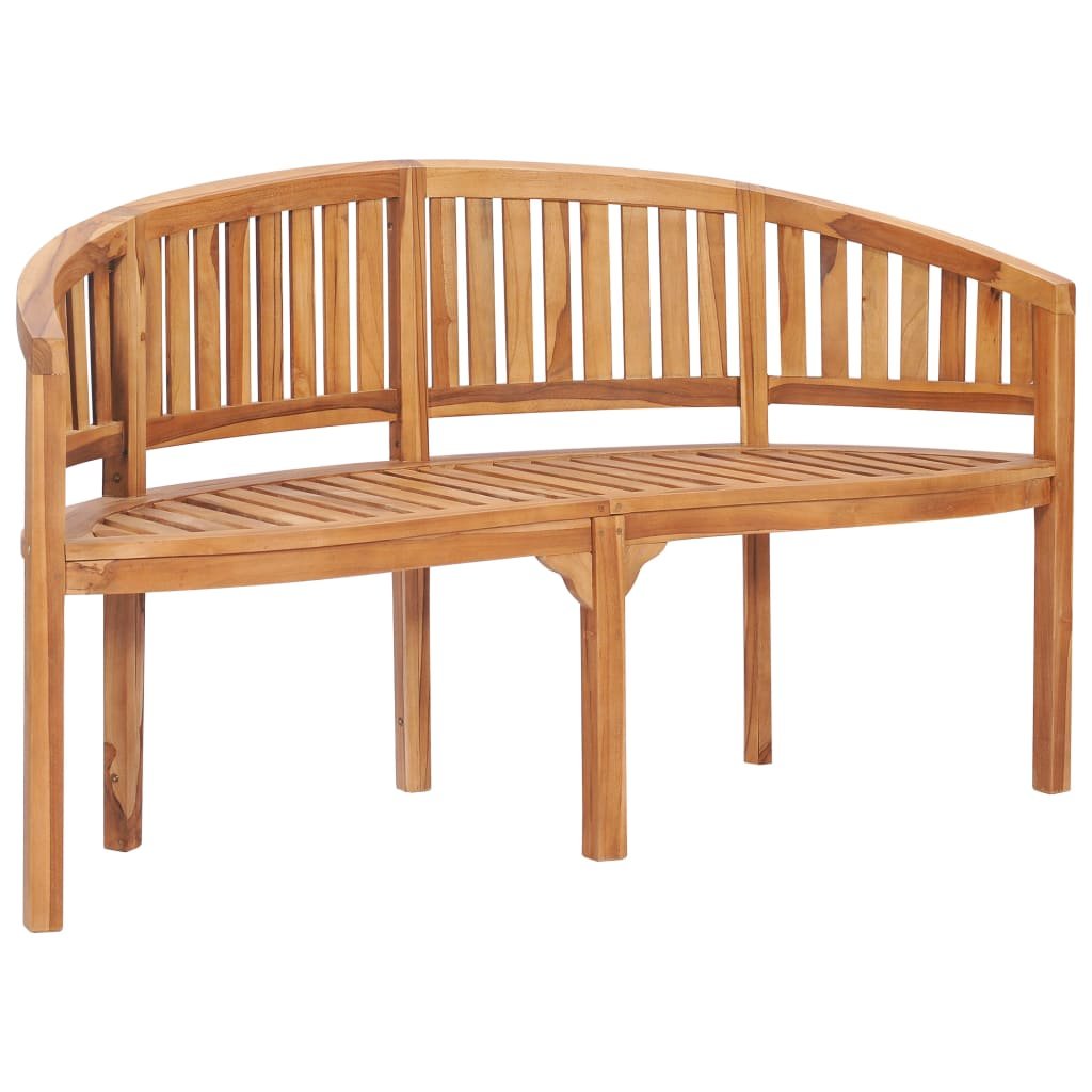 Ławka w kształcie banana VidaXL, lite drewno tekowe, 151 cm