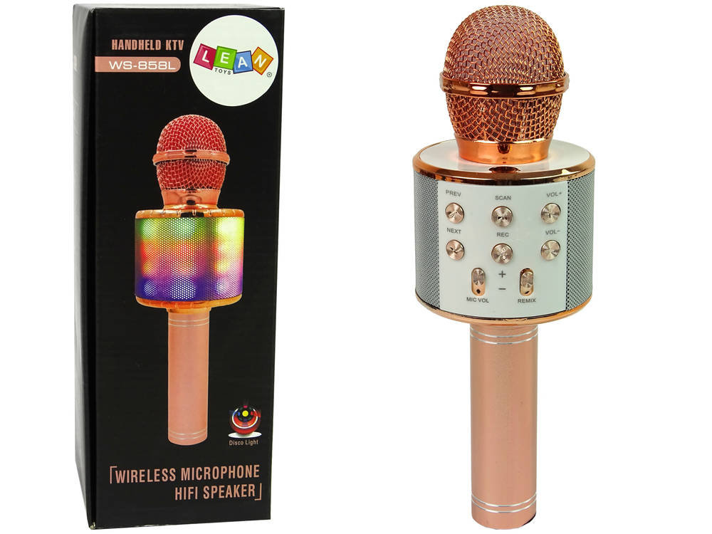 Zdjęcia - Zabawka muzyczna LEAN Toys , Mikrofon Bezprzewodowy, Ws-858, Różowe Złoto 
