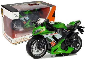 Lean Toys, motocykl z naciągiem i dźwiękiem, 1:14, zielony - Lean Toys