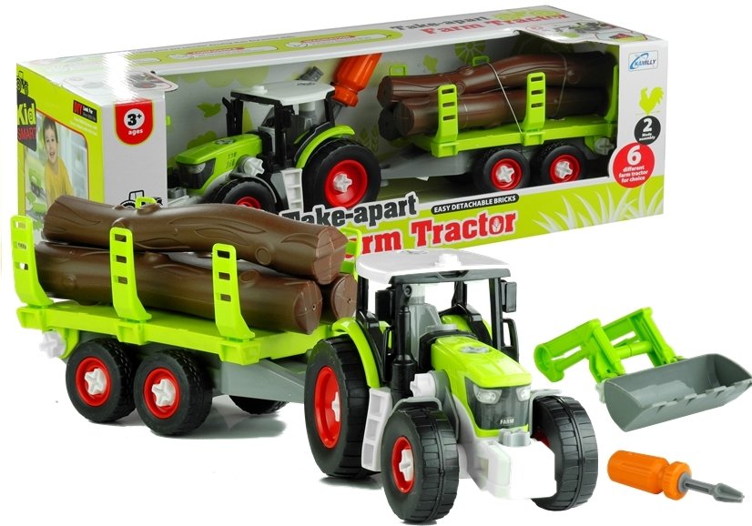 Lean Toys, pojazd Rozkręcany traktor, zestaw