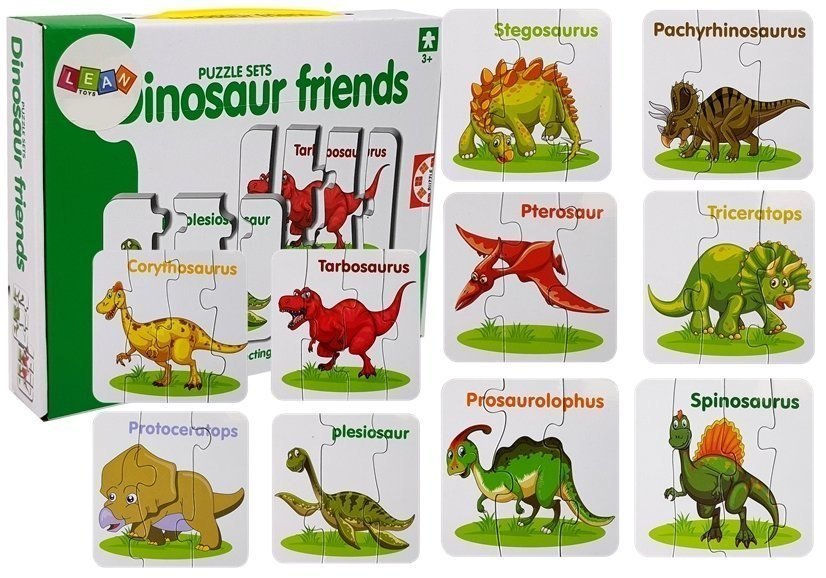 Фото - Пазли й мозаїки LEAN Toys , Puzzle Edukacyjne Dinozaury Angielski 10 Połączeń, 30 el. 