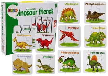 Lean Toys, Puzzle Edukacyjne Dinozaury Angielski 10 Połączeń, 30 el. - Lean Toys