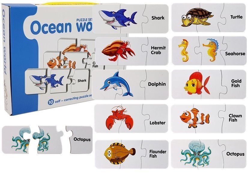 Puzzle Edukacyjne Układanka Świat Oceanów 10 Połączeń, 30 el., gra edukacyjna,Lean Toys