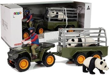 Lean Toys, quad z przyczepką transporter i figurki Pandy - Lean Toys
