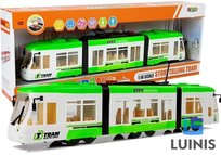 Lean Toys, tramwaj wycieczkowy na baterie 46 cm dźwięki i światła 1:16 zielony