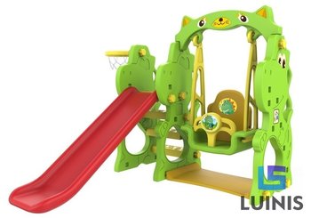 Lean Toys, zestaw ogrodowy zjeżdżalnia huśtawka dino, 140 cm - Lean Toys