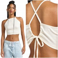 Lee Backless Halter Top Ecru bawełniany top damski wiązany na placach XS LEE