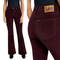 Lee Breese flare VelvetBeet wysokie damskie spodnie sztruksy dzwony W27 L31 LEE