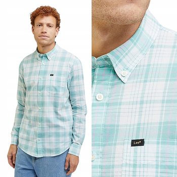 Lee BUTTON DOWN Dusty Jade JASNA KOSZULA W KRATĘ REGULAR FIT M - LEE