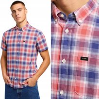 Lee Button Down Poppy Bawełniana Koszula W Kratę Krótki Rękaw Regular M LEE
