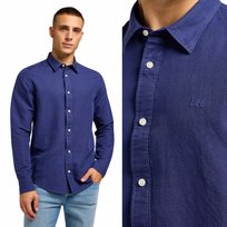 Lee CLEAN LINEN SHIRT Medieval Blue LNIANA GRANATOWA KOSZULA HAFT Z LOGO M LEE