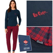 Lee Cooper Piżama Damska Bawełniana Długi Rękaw Krata Granat Rozmiar M Lee Cooper