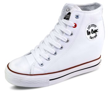 Lee Cooper, Trampki damskie na koturnie, LCJ-21-48-0700L, Białe, Rozmiar 40 - Lee Cooper