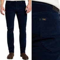 Lee DAREN Rivet Navy granatowe proste spodnie sztruksy niższy stan W30 L32 LEE