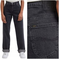 Lee JANE EveningDark proste czarne wysokie damskie spodnie jeansowe W27 L35 LEE