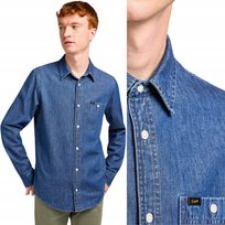 Lee Leesure Shirt Heirloom Jeansowa Koszula Cienki Ciemny Dżins Regular M LEE