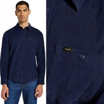 Lee Leesure Shirt Real Indigo Sztruksowa Granatowa Bawełniana Koszula M LEE