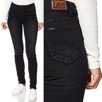 Lee Legendary Skinny Damskie Czarne Wysokie Spodnie Jeansowe Rurki W27 L31