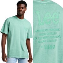 Lee Logo Loose Tee Bardzo Luźny Zielony Bawełniany T-Shirt Koszulka Xxl LEE