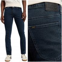 Lee LUKE SLIM Dark Room mocno zwężane ciemne spodnie jeansowe W32 L32