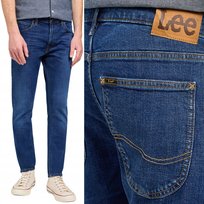 Lee LUKE SLIM Springfield mocno zwężane ciemne spodnie jeansowe W34 L32