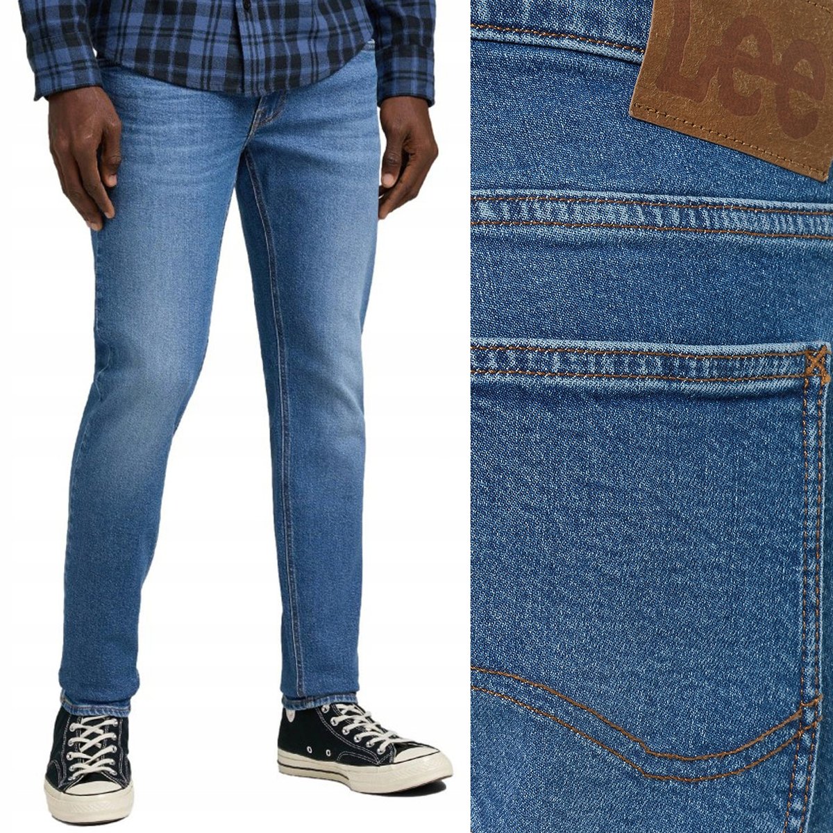 Jeans Lee Luke Pour Homme, Coupe Slim Droit Bleu Foncé Extensible - Taille W33 L32