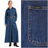 Lee Maxi Denim Utility Dress długa ciemna sukienka jeansowa M LEE
