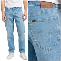 Lee OSCAR Sundaze DżINS luźne zwężane spodnie jeansowe przetarcia W33 L32 LEE