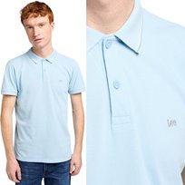 Lee PIQUE POLO Heather Blue BŁĘKITNA POLÓWKA LOGO BAWEŁNA REGULAR FIT XXL LEE