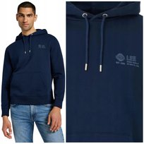 Lee PLAIN HOODIE Inky Blue granatowa bawełniana bluza z kapturem kangurka M LEE