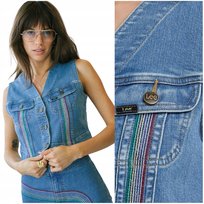Lee PRIDE RAINBOW VEST Mid Raiibow dopasowana damska jeansowa kamizelka S LEE