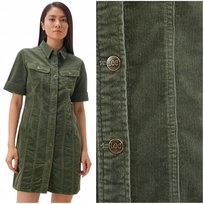 Lee RIDER SHIRT DRESS OliveGrove koszula sukienka sztruksowa krótki rękaw M LEE