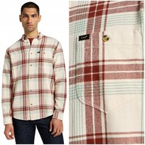 Lee RIVETED SHIRT Ecru luźna mięsista bawełniana koszula w kratę flanela M