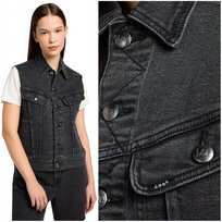 Lee SLEEVELESS VEST Edge Of Black czarna kamizelka jeansowa damska XS LEE
