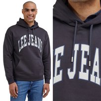 Lee Varsity Hoodie Luźna Czarna Bawełniana Bluza Z Kapturem Kangurka S LEE