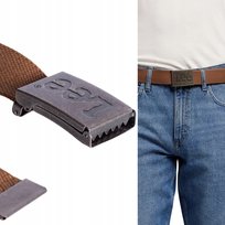 Lee WEBBING BELT Acorn BRĄZOWY RUDY PASEK PEŁNA KLAMRA Z LOGO Rozm. 95 cm LEE