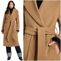 Lee WOOL COAT Dark Camel długi karmelowy płaszcz wełniany damski M LEE