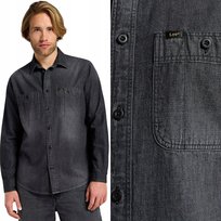 Lee WORKER SHIRT 2.0 Granite Wash LUŹNA SZARA BAWEŁNIANA KOSZULA JEANSOWA M LEE