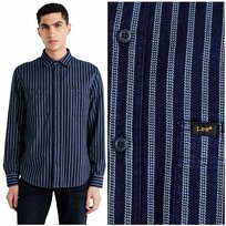 Lee WORKER SHIRT 2.0 Indigo luźna granatowa bawełniana koszula w paski M LEE