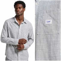 Lee WORKWEAR SHIRT 2.0 Ecru luźna bawełniana koszula w paski XL LEE