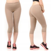 Legginsy damskie 3/4 krótkie Polskie bawełniane Getry Beżowe M LAEMI
