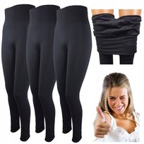 Legginsy Damskie Ocieplane Czarne M/L 3 Par Termiczne Getry Wysoki Stan