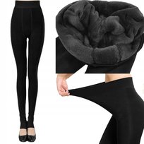 Legginsy Damskie Ocieplane Z Futerkiem Getry Wysoki Stan Zimowe Leginsy S/M