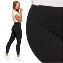 Legginsy Długie w Prążek Damskie Wysoki Stan Kryjące Wygodne MORAJ 2XL/3XL