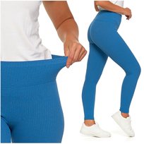 Legginsy Długie w Prążek Damskie Wysoki Stan Kryjące Wygodne MORAJ S/M