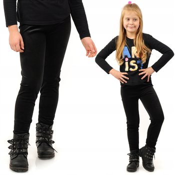 Legginsy dziewczęce Welurowe Elastyczne Spodnie Getry Welur Czarne 146 - LAEMI