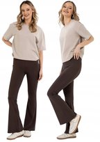 Legginsy Dzwony Damskie Wysoki Stan z Rozszerzaną Nogawką BRĄZOWY MORAJ XL