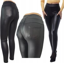 Legginsy Eko Skóra Latex Z Kieszeniami A La Skóra Lateks Leginsy Damskie