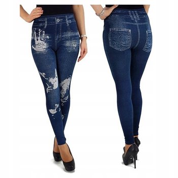 Legginsy Jeans Damskie Leginsy Bawełniane Wysoki Stan Modne Wzory Dzins - Dajmo