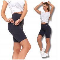 Legginsy Kolarki Szorty Damskie Sportowe Wysoki Stan Kieszenie MORAJ L